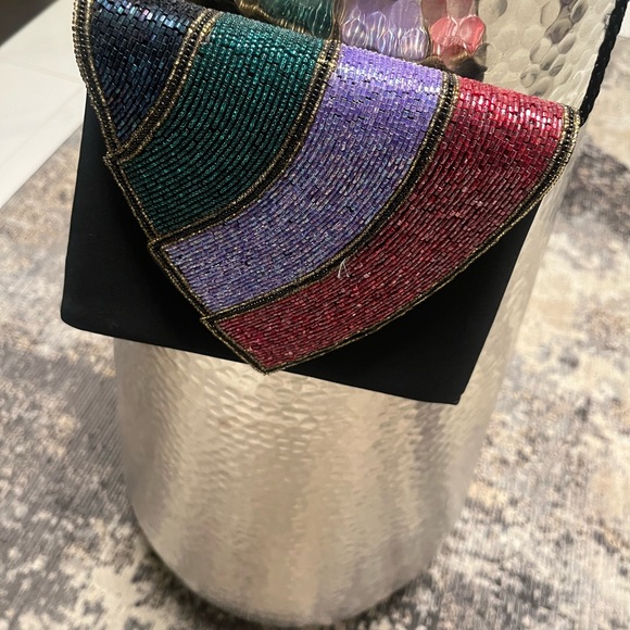 Vintage 💎1980s 💎Jewell toned beaded Art 💎Deco evening cross body bag 💎 - Picture 14 of 17